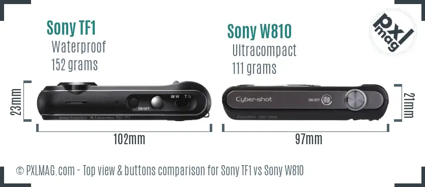 Sony TF1 vs Sony W810 top view buttons comparison