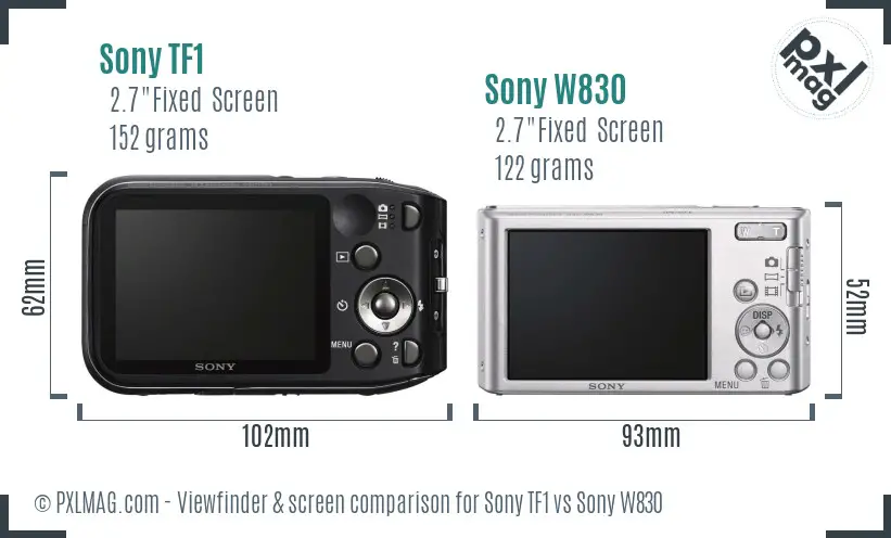 Sony TF1 vs Sony W830 Screen and Viewfinder comparison
