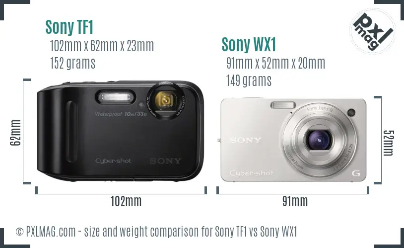 Sony TF1 vs Sony WX1 size comparison