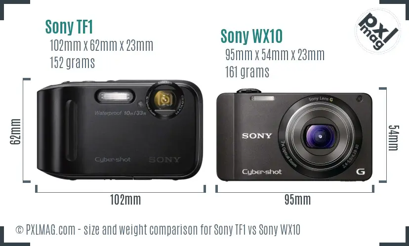 Sony TF1 vs Sony WX10 size comparison