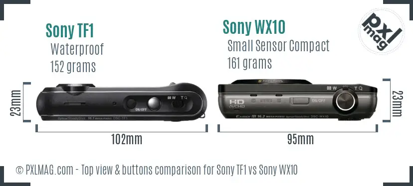 Sony TF1 vs Sony WX10 top view buttons comparison