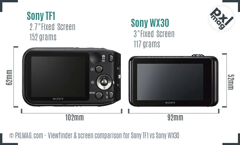 Sony TF1 vs Sony WX30 Screen and Viewfinder comparison