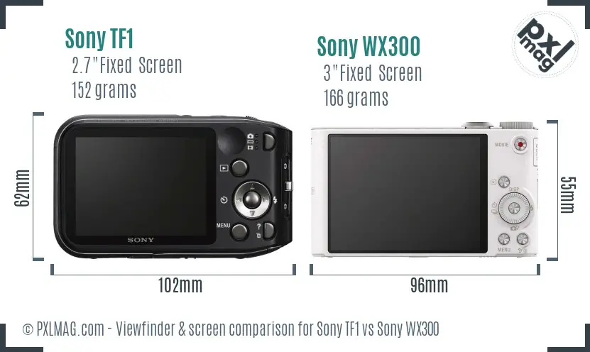 Sony TF1 vs Sony WX300 Screen and Viewfinder comparison