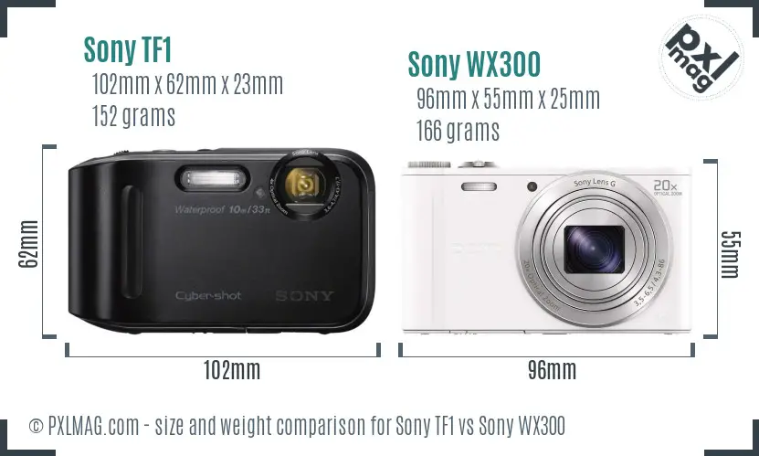 Sony TF1 vs Sony WX300 size comparison