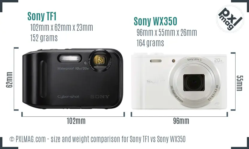 Sony TF1 vs Sony WX350 size comparison