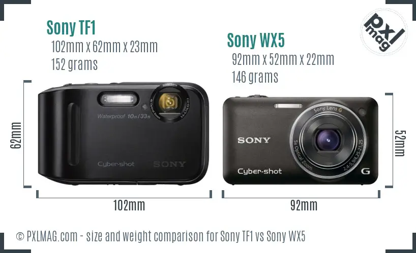 Sony TF1 vs Sony WX5 size comparison