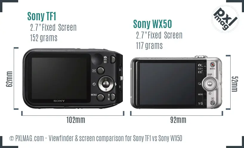 Sony TF1 vs Sony WX50 Screen and Viewfinder comparison