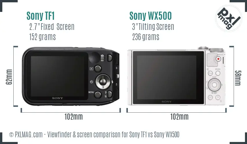 Sony TF1 vs Sony WX500 Screen and Viewfinder comparison
