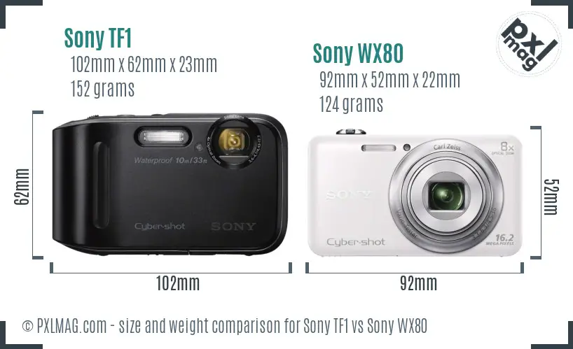 Sony TF1 vs Sony WX80 size comparison