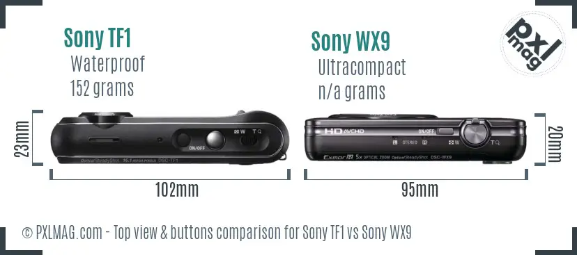 Sony TF1 vs Sony WX9 top view buttons comparison