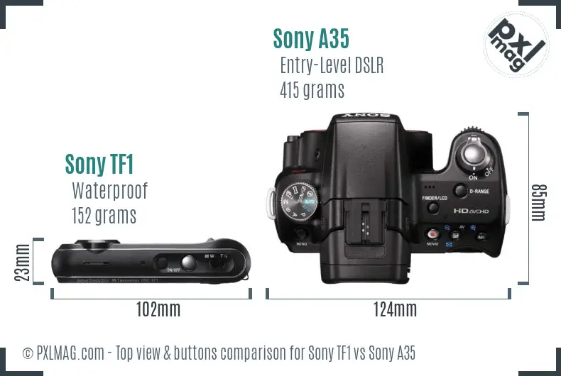 Sony TF1 vs Sony A35 top view buttons comparison