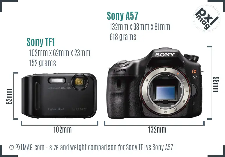 Sony TF1 vs Sony A57 size comparison