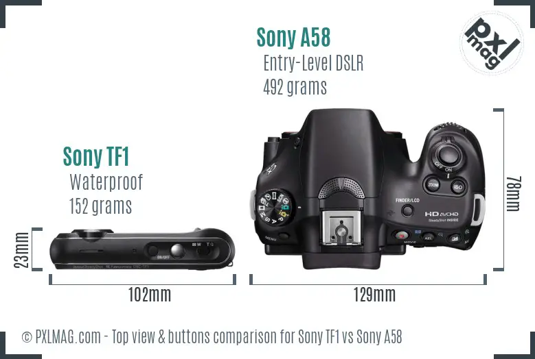 Sony TF1 vs Sony A58 top view buttons comparison