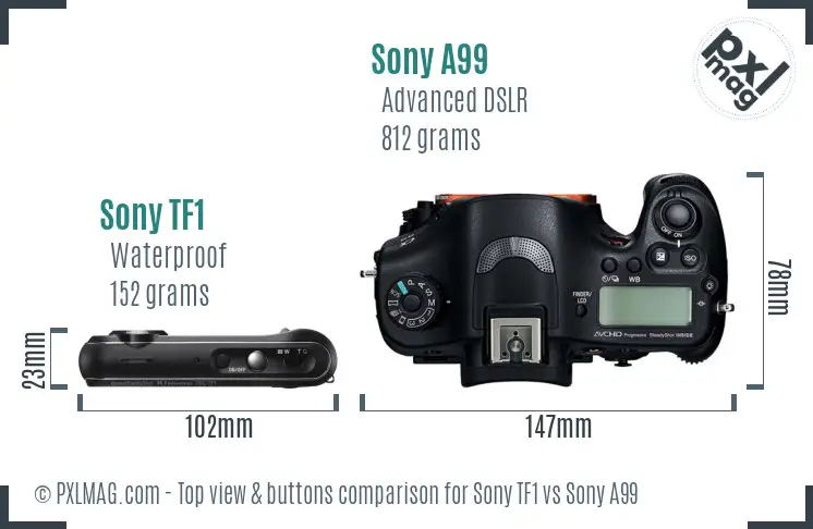Sony TF1 vs Sony A99 top view buttons comparison