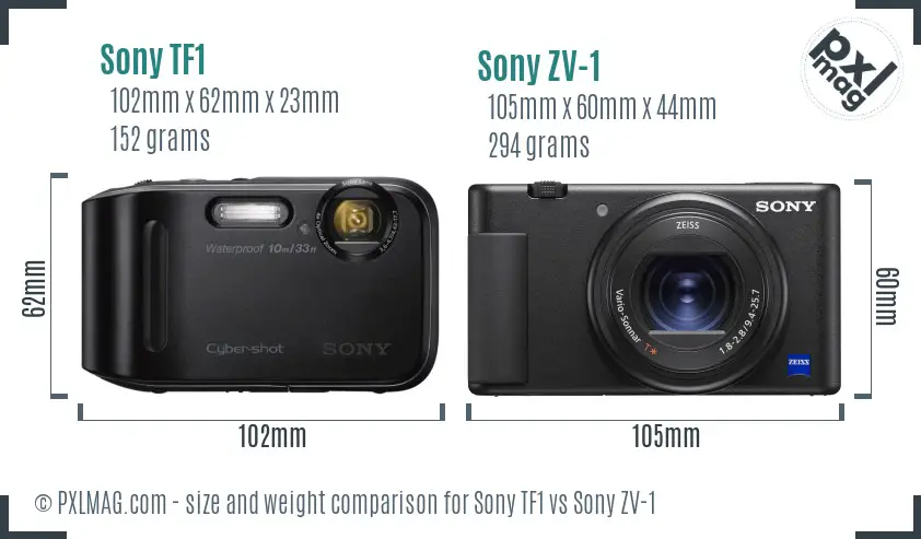 Sony TF1 vs Sony ZV-1 size comparison