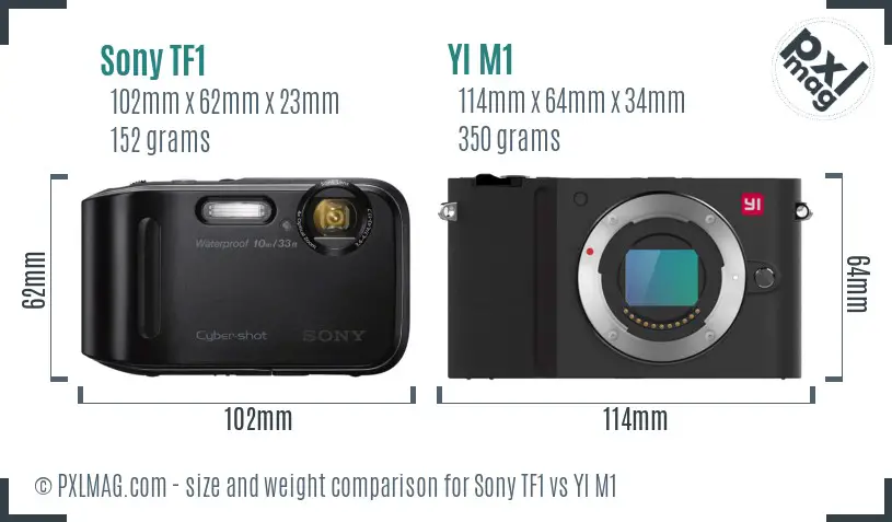 Sony TF1 vs YI M1 size comparison