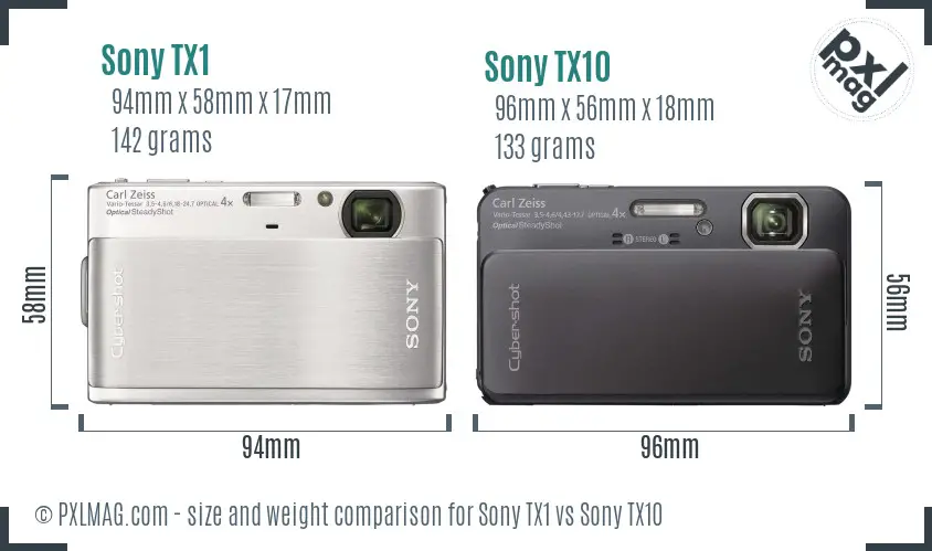 Sony TX1 vs Sony TX10 size comparison