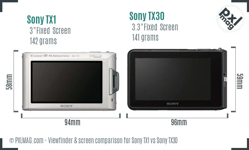 Sony TX1 vs Sony TX30 Screen and Viewfinder comparison