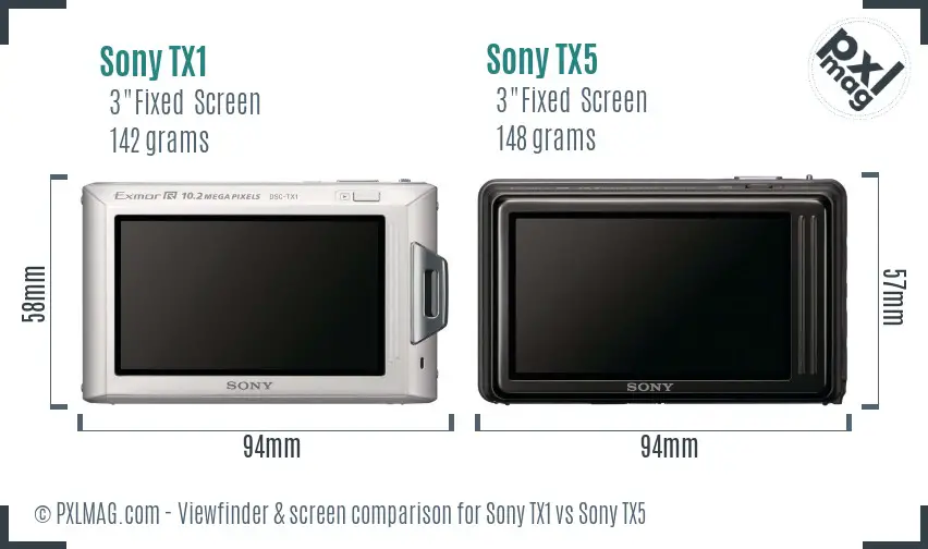 Sony TX1 vs Sony TX5 Screen and Viewfinder comparison