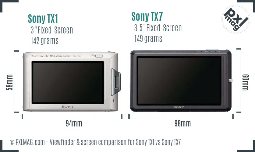 Sony TX1 vs Sony TX7 Screen and Viewfinder comparison