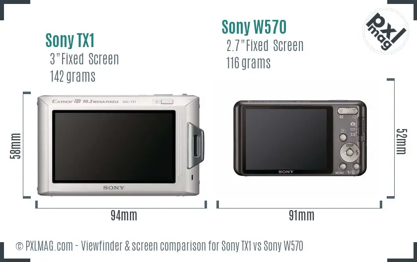 Sony TX1 vs Sony W570 Screen and Viewfinder comparison