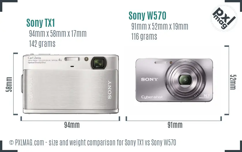 Sony TX1 vs Sony W570 size comparison