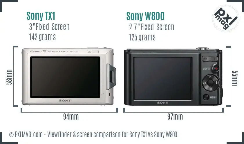 Sony TX1 vs Sony W800 Screen and Viewfinder comparison