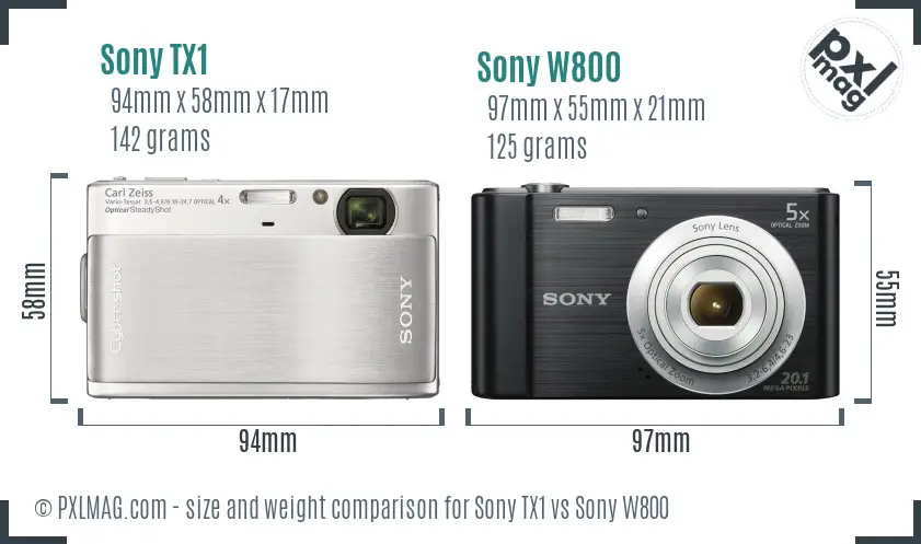 Sony TX1 vs Sony W800 size comparison