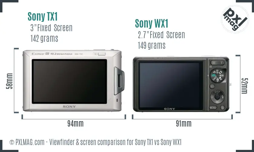 Sony TX1 vs Sony WX1 Screen and Viewfinder comparison