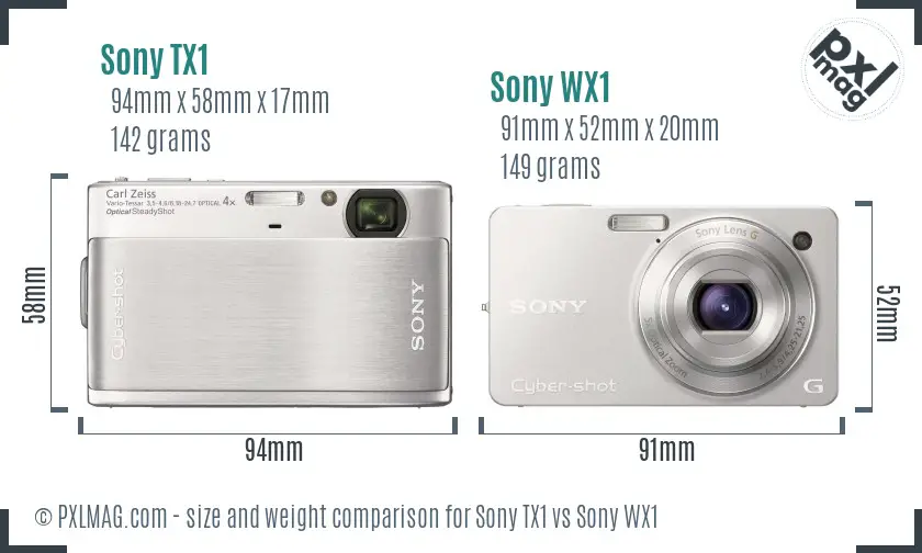 Sony TX1 vs Sony WX1 size comparison
