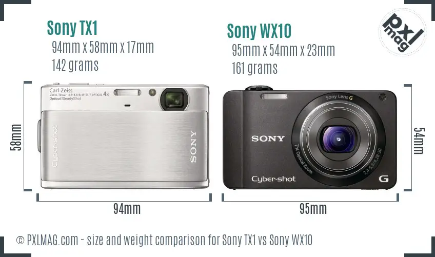 Sony TX1 vs Sony WX10 size comparison
