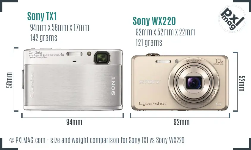 Sony TX1 vs Sony WX220 size comparison