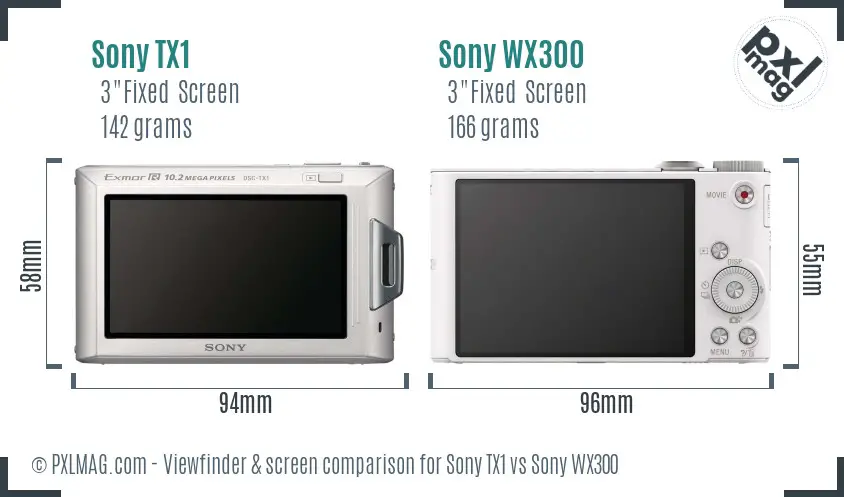 Sony TX1 vs Sony WX300 Screen and Viewfinder comparison