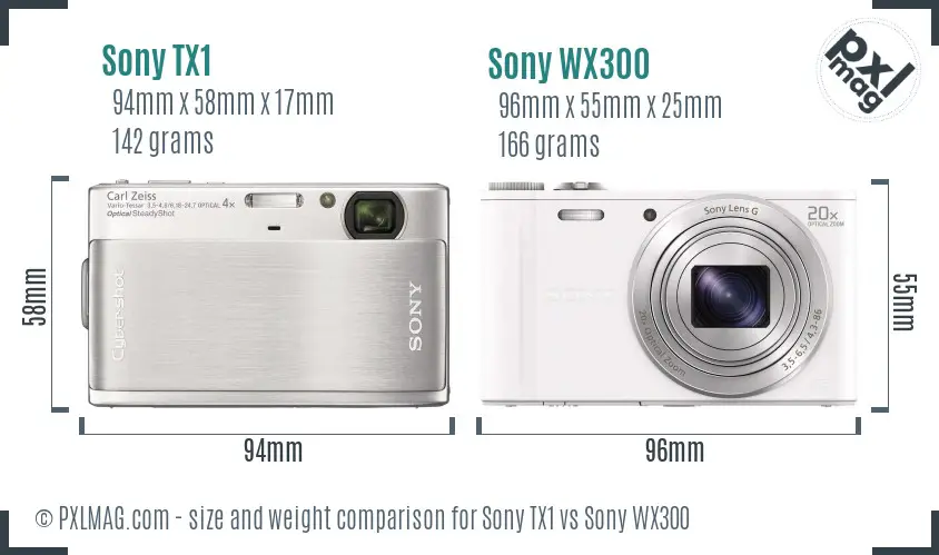 Sony TX1 vs Sony WX300 size comparison