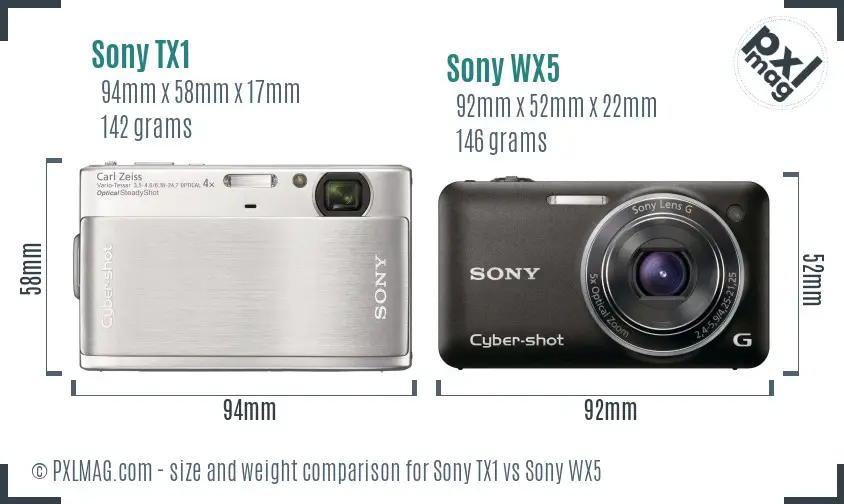 Sony TX1 vs Sony WX5 size comparison