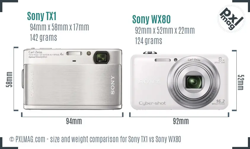 Sony TX1 vs Sony WX80 size comparison