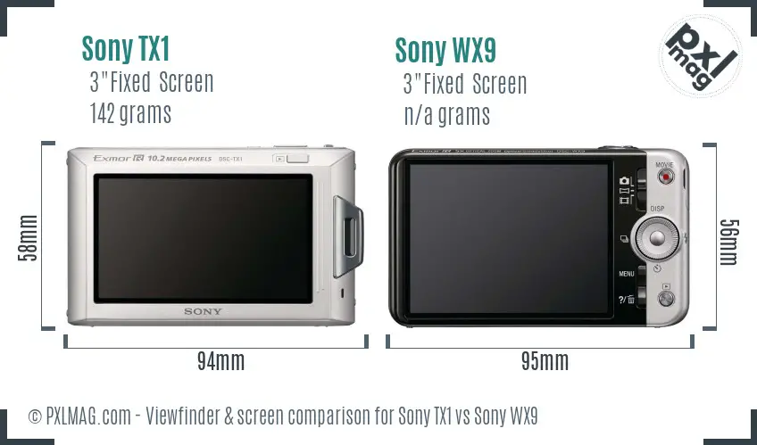 Sony TX1 vs Sony WX9 Screen and Viewfinder comparison
