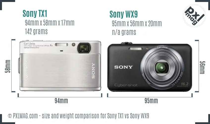 Sony TX1 vs Sony WX9 size comparison