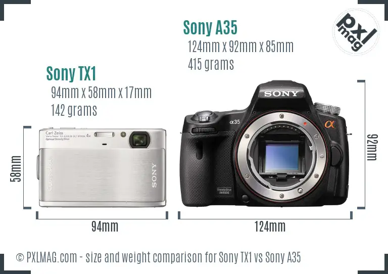 Sony TX1 vs Sony A35 size comparison