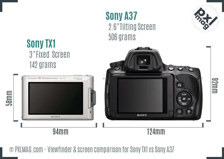 Sony TX1 vs Sony A37 Screen and Viewfinder comparison