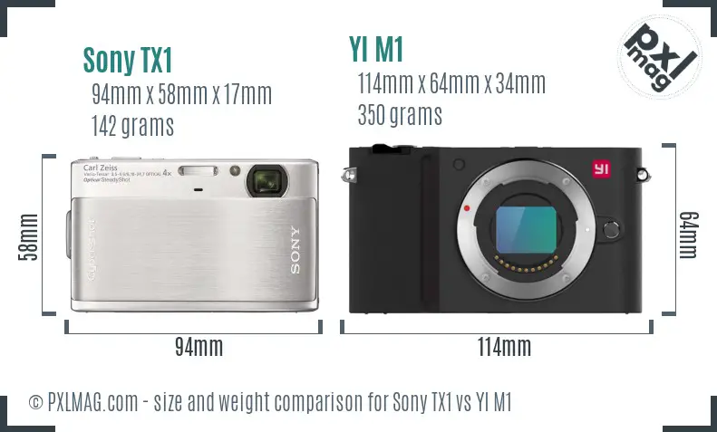 Sony TX1 vs YI M1 size comparison