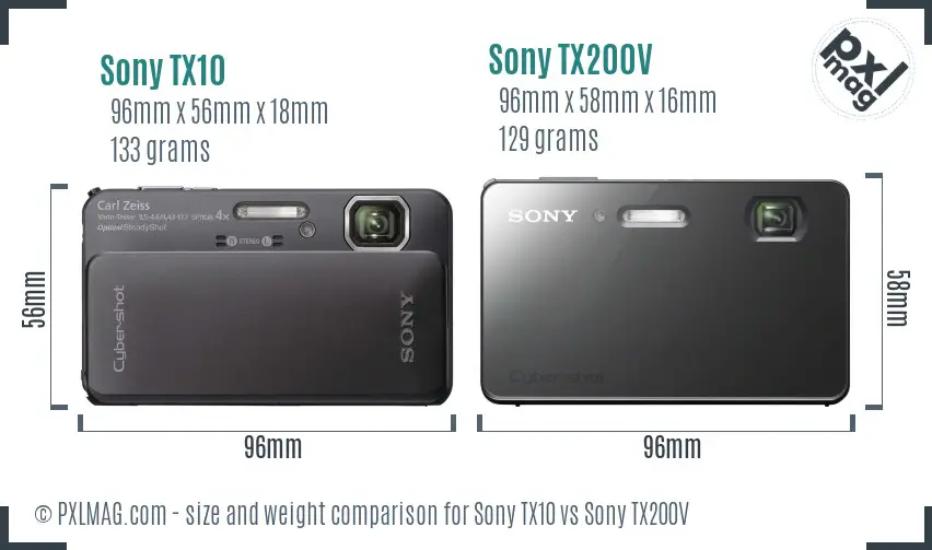 Sony TX10 vs Sony TX200V size comparison