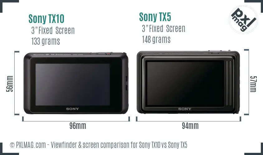Sony TX10 vs Sony TX5 Screen and Viewfinder comparison