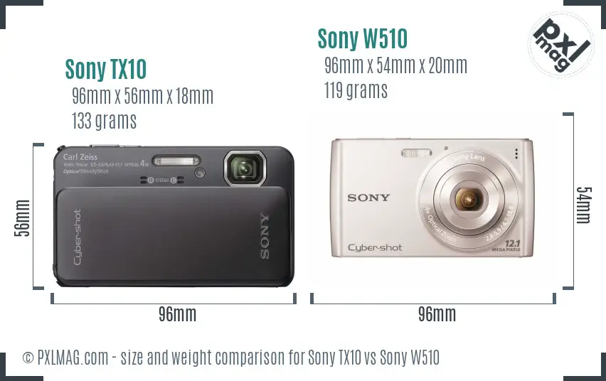 Sony TX10 vs Sony W510 size comparison
