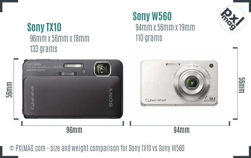 Sony TX10 vs Sony W560 size comparison