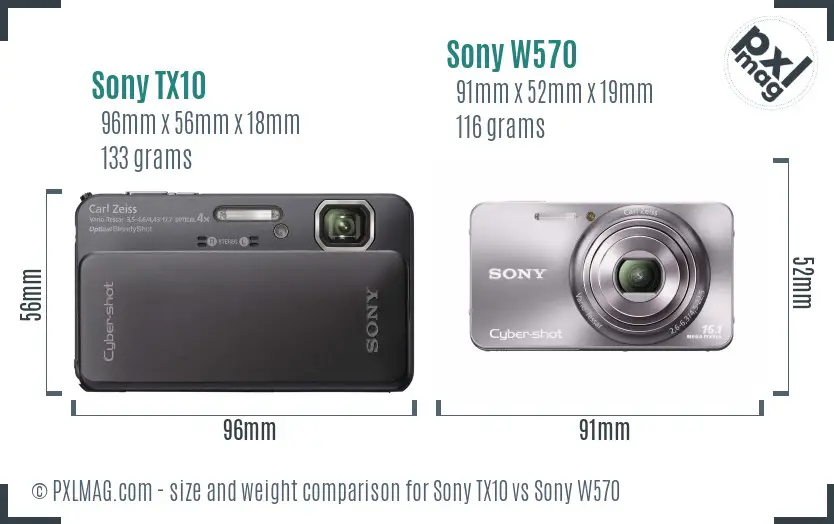 Sony TX10 vs Sony W570 size comparison