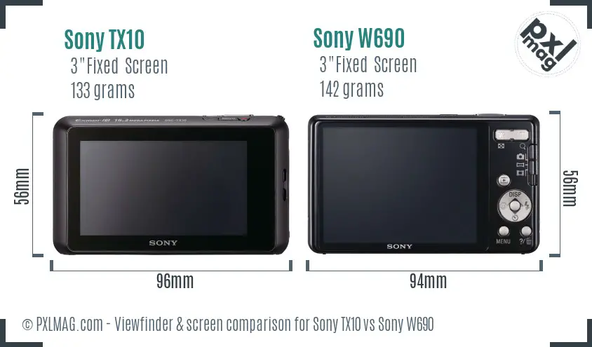 Sony TX10 vs Sony W690 Screen and Viewfinder comparison