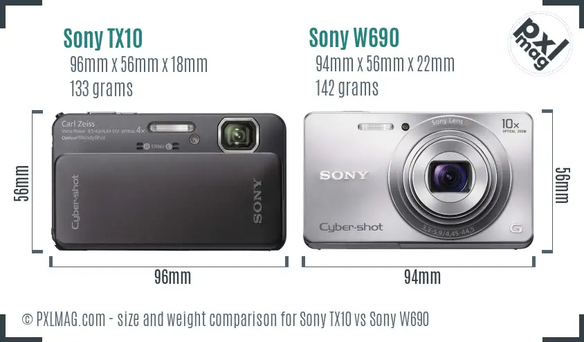 Sony TX10 vs Sony W690 size comparison