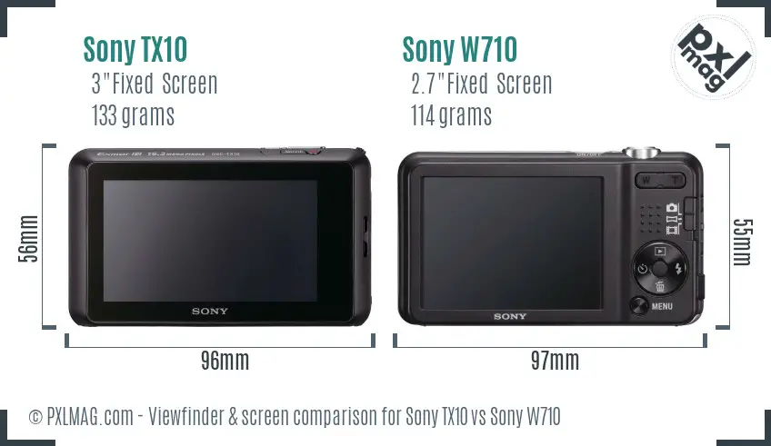 Sony TX10 vs Sony W710 Screen and Viewfinder comparison
