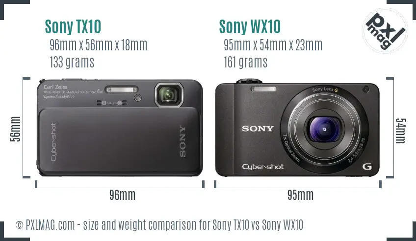 Sony TX10 vs Sony WX10 size comparison